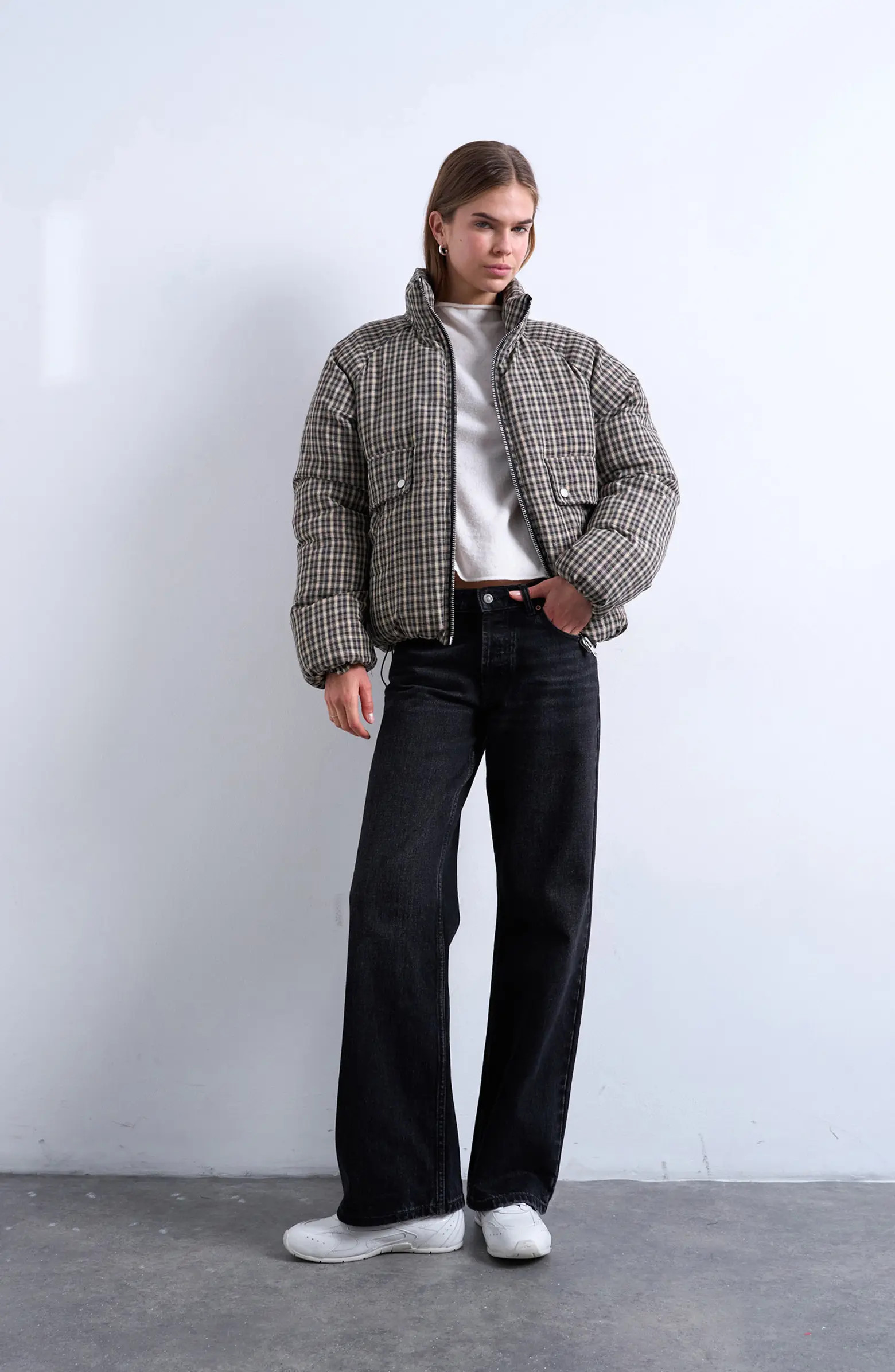 Micro Check Puffer Bomber Jacket | Nordstrom