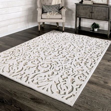 My Texas House Damask Machine Made Power Loom Polypropylene Indoor/Outdoor Area Rug in Natural Dr... | Wayfair North America
