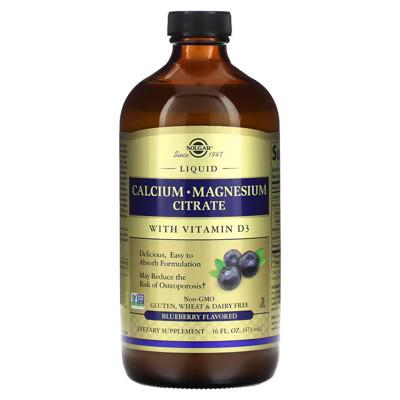Solgar Calcium Magnesium Citrate Liquid with Vitamin D3, Blueberry, 16 fl oz (473 ml) | Target