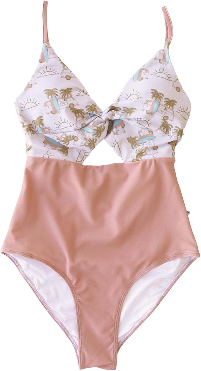 Caden Lane® UPF 50+ Women's Ruched Cutout One-Piece Swimsuit | Amazon (US)