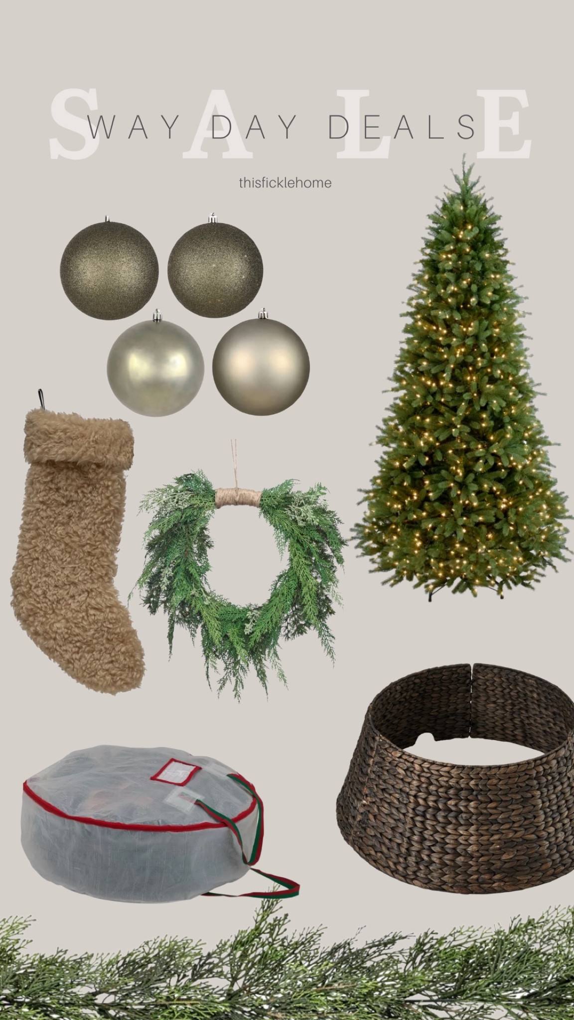 Holiday finds on Wayfair, sherpa stocking, Christmas bulbs, faux Christmas tree, wicker tree collar,
Holiday wreath, wreath storage bag, holiday garland, Wayfair way day deals.

#LTKsalealert #LTKSeasonal #LTKhome
