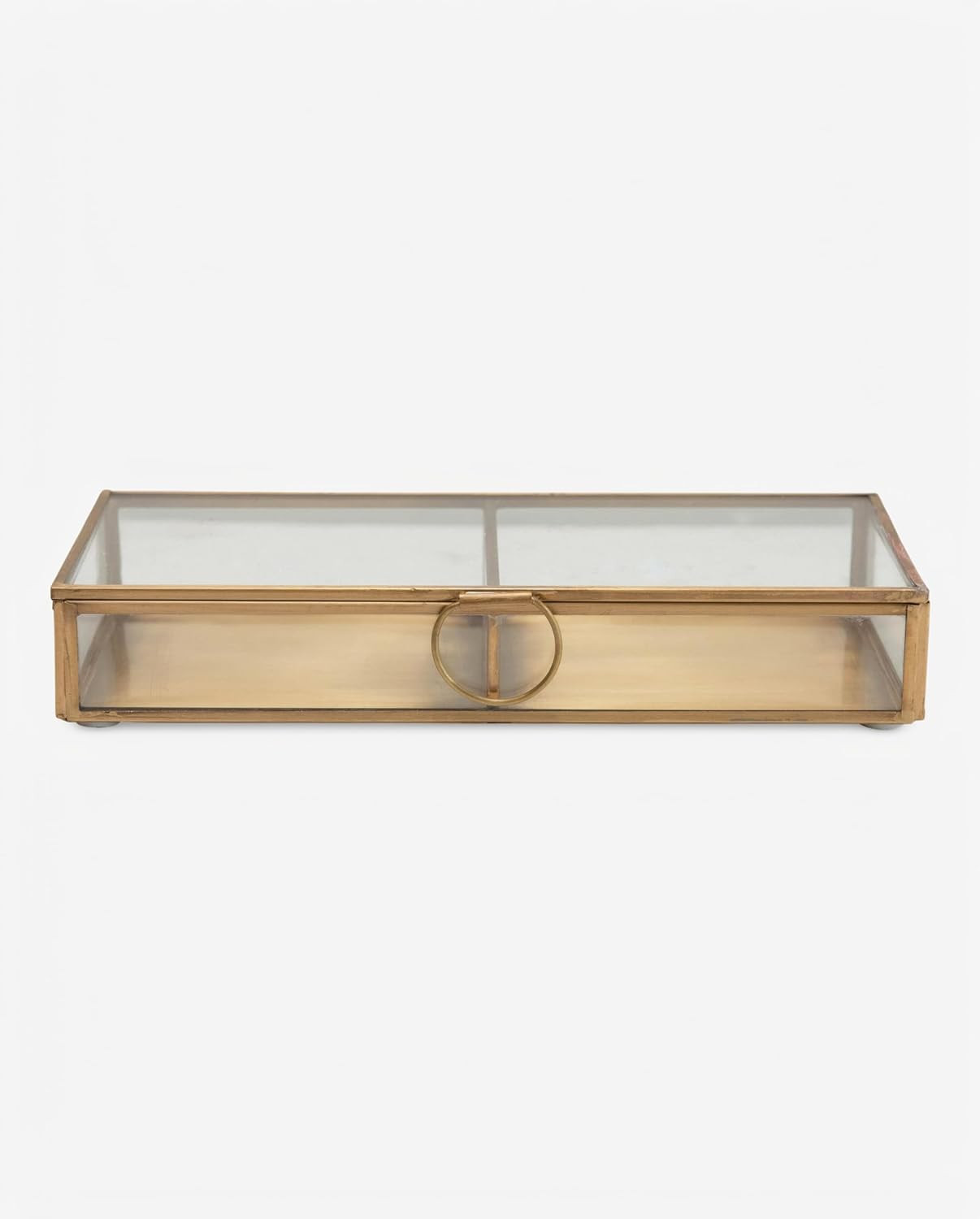 Creative Co-Op Brass & Glass Display Storage Box, Brass | Amazon (US)