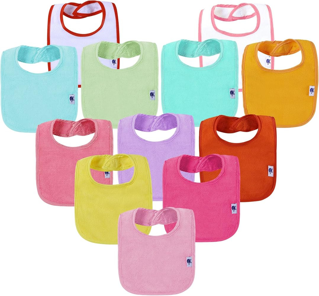 SPINFOX Waterproof Baby Bibs for Girls, Boy, Unisex Drool Bib Cotton Solid Knit Infant Feeding Bi... | Amazon (US)