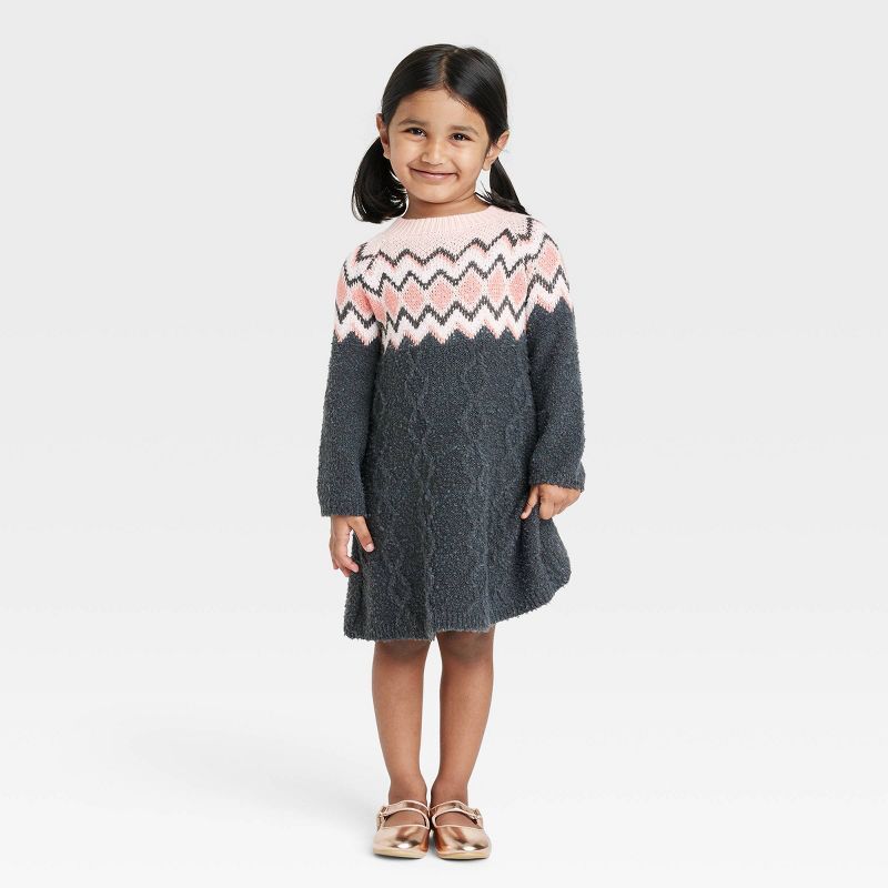 Toddler Girls' Fair Isle Long Sleeve Sweater Dress - Cat & Jack™ | Target