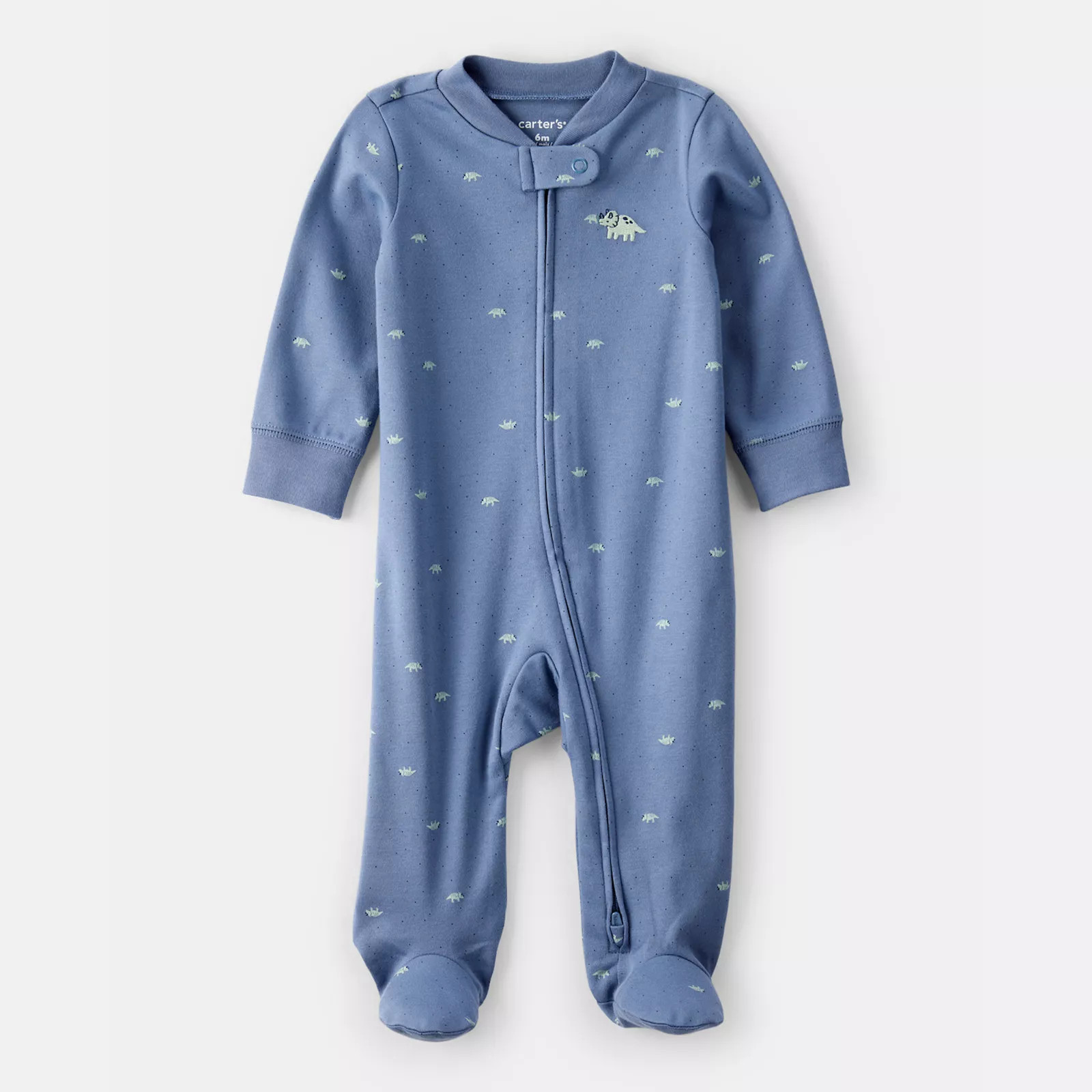 Baby Boy Carter's Rhino Print Cotton Long-Sleeve Sleep & Play, Boy's, Size: 6 Months, Blue | Kohl's