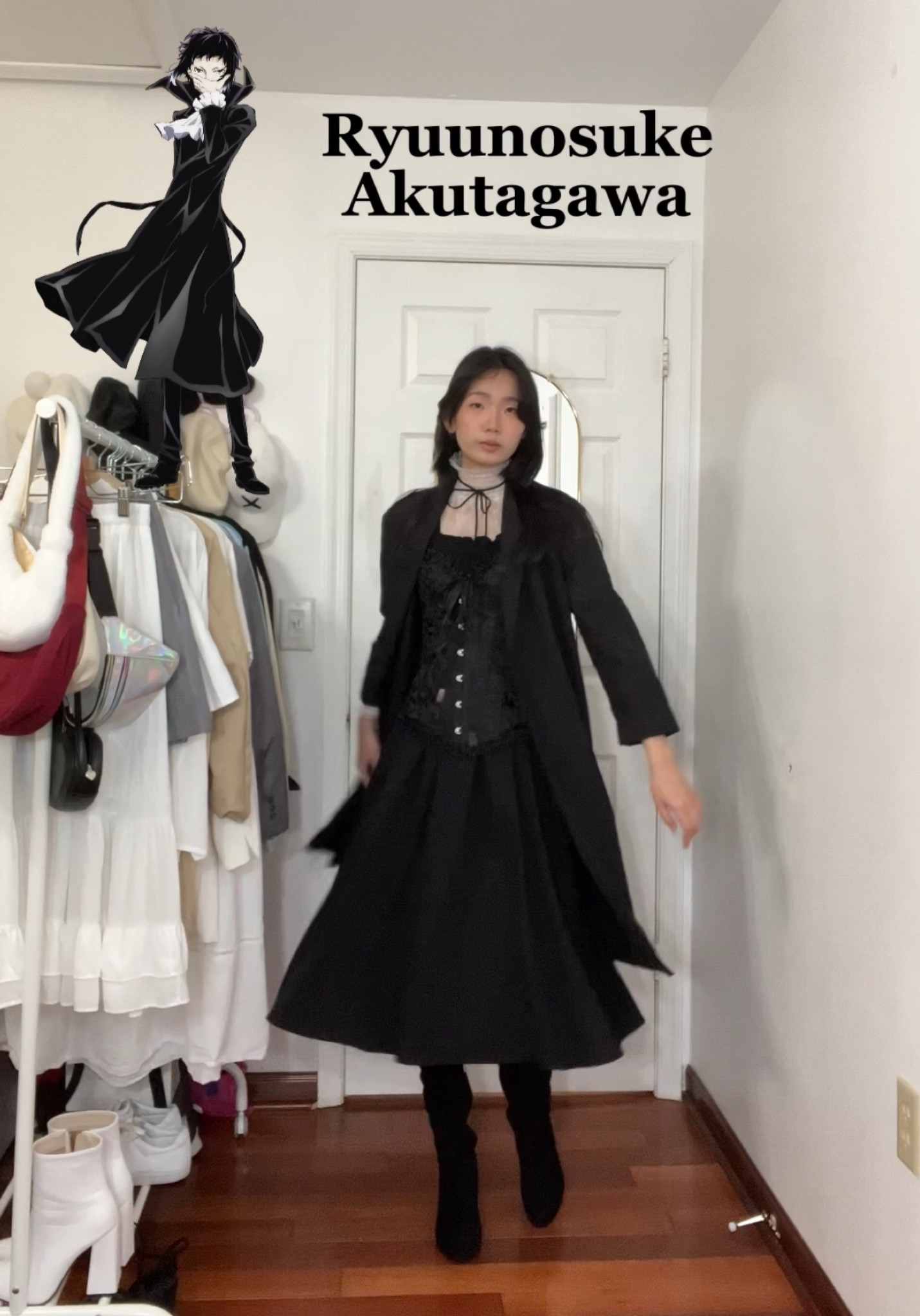 Dress: taobao (linked similar)
Coat: thrifted (linked similar)
Corset: Aliexpress 
Turtleneck: YesStyle 