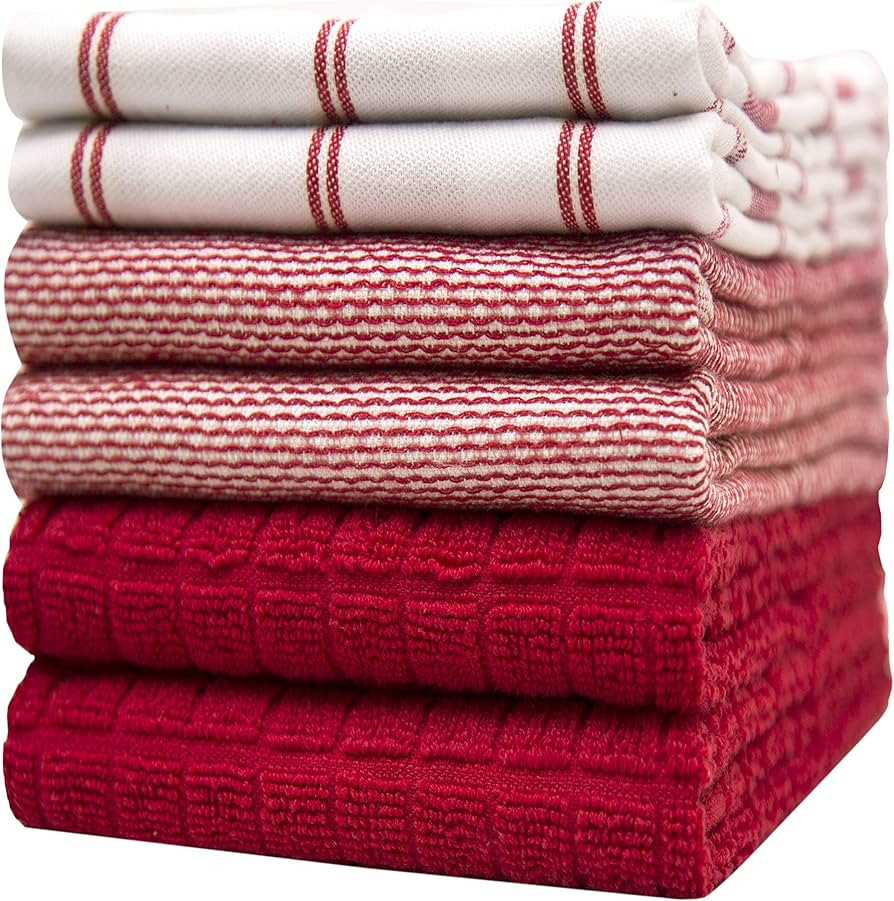 Premium Kitchen Towels (20”x 28”, 6 Pack) – Large Cotton Kitchen Hand Towels – Flat & Ter... | Amazon (US)