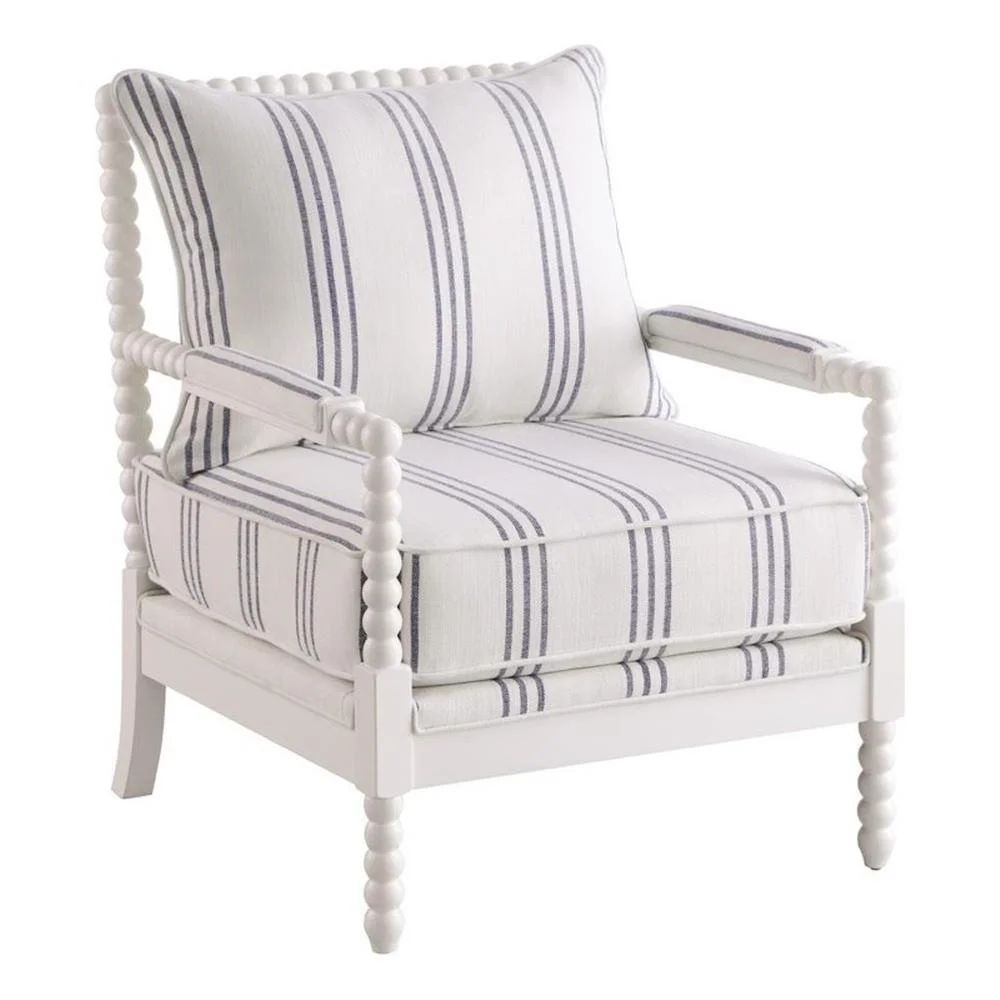 Bowery Hill Fabric Upholstered Accent Chair with Spindle White and Navy | Walmart (US)