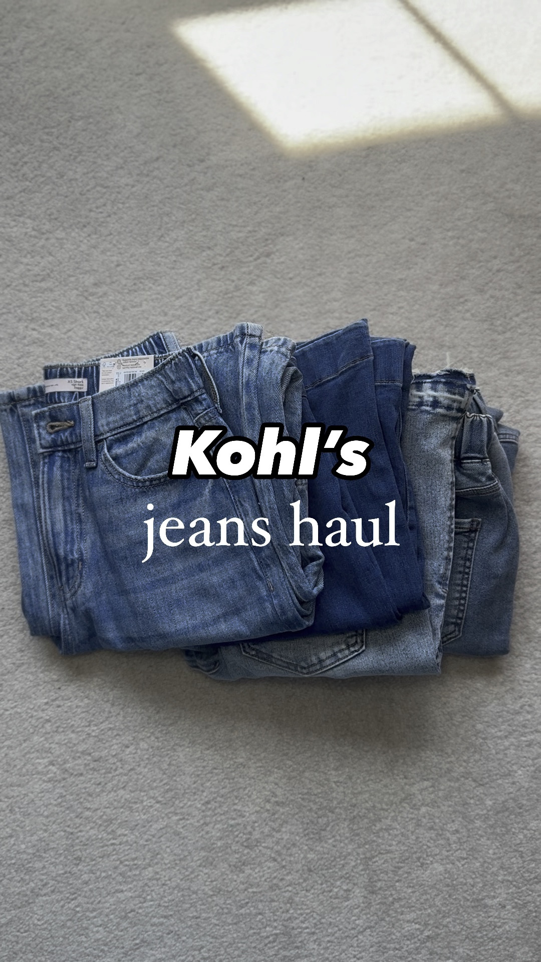 Kohls jeans haul! 

Pair 1 - XS short 
Pair 2 - size 2
Pair 3 - XS short 
Pair 4 - size 1
XS in top

Kohls try on haul, Kohl’s fashion, spring fashion, casual outfit, casual spring outfit, petite fashion, petite jeans, petite outfit, affordable outfit, affordable fashion, comfy casual outfit, kohls jeans, Kohl’s denim

#LTKfindsunder50 #LTKfindsunder100