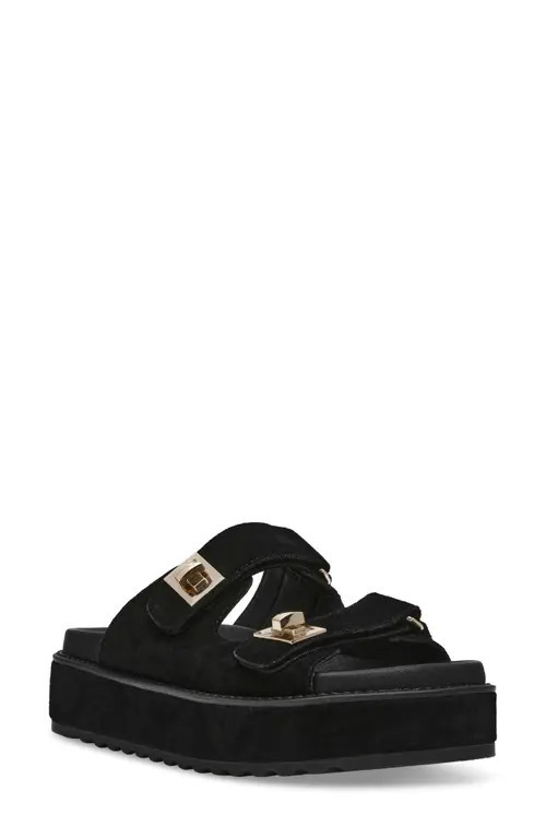 Steve Madden Bigschmona Platform Slide Sandal in Black Suede at Nordstrom, Size 5.5 | Nordstrom