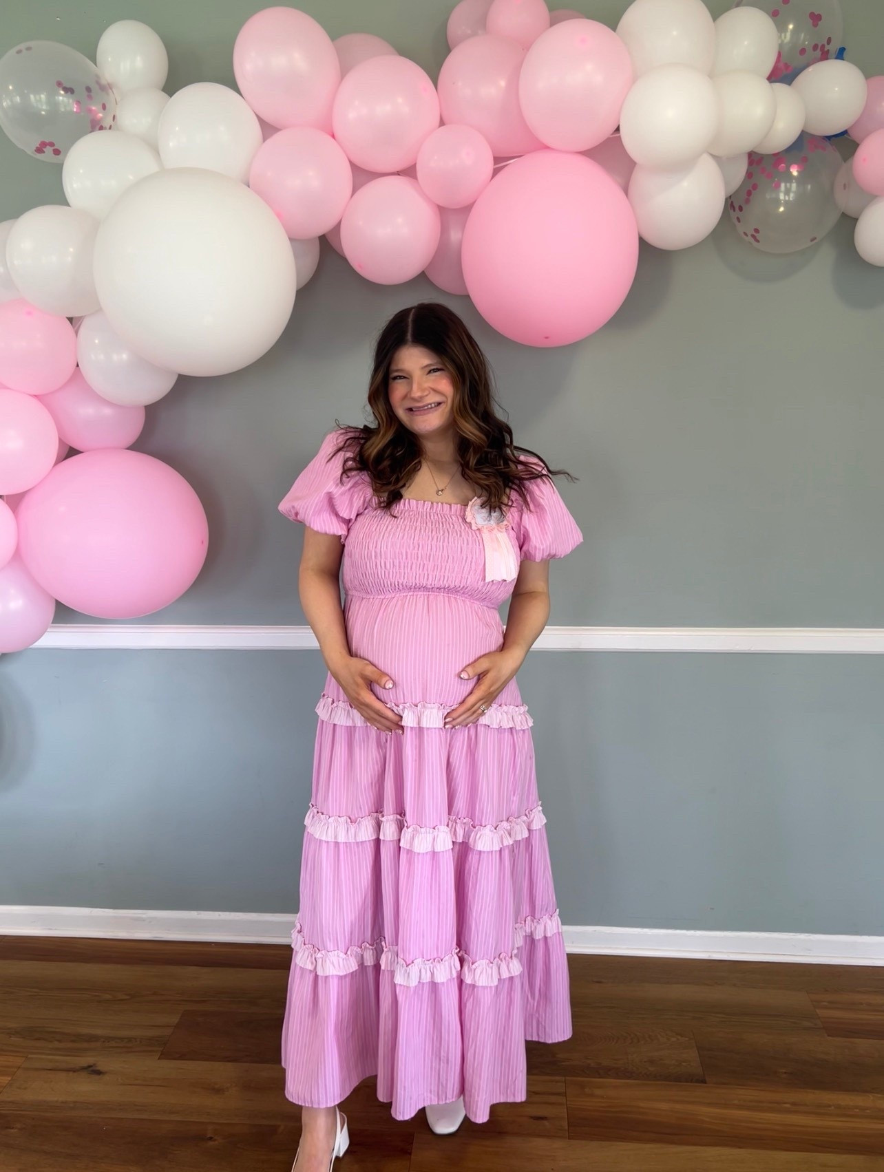 Baby shower dress! Wearing a size small 🫶🏼 

#LTKBump #LTKootd #LTKBaby