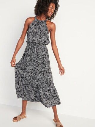 Waist-Defined Sleeveless Floral-Print Maxi Dress for Women | Old Navy (US)