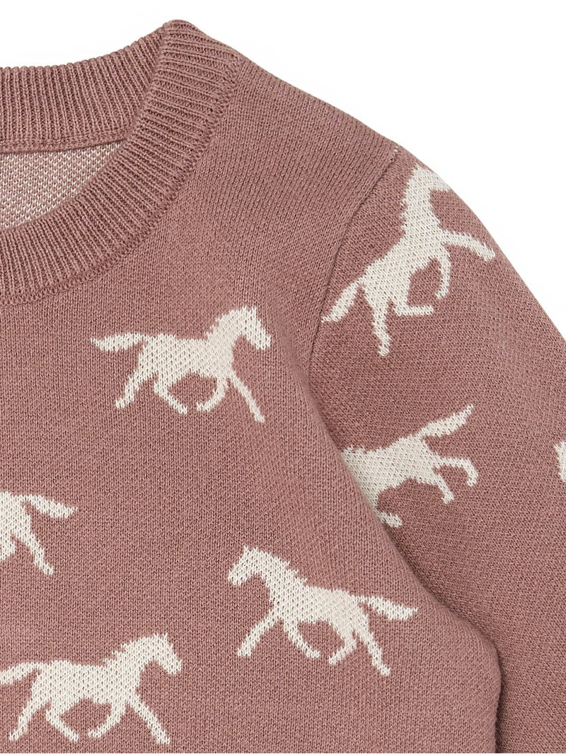 Modern Moments by Gerber Toddler Girl Jacquard Sweater Knit with Wide Leg Pant Set, Sizes 12M-5T | Walmart (US)