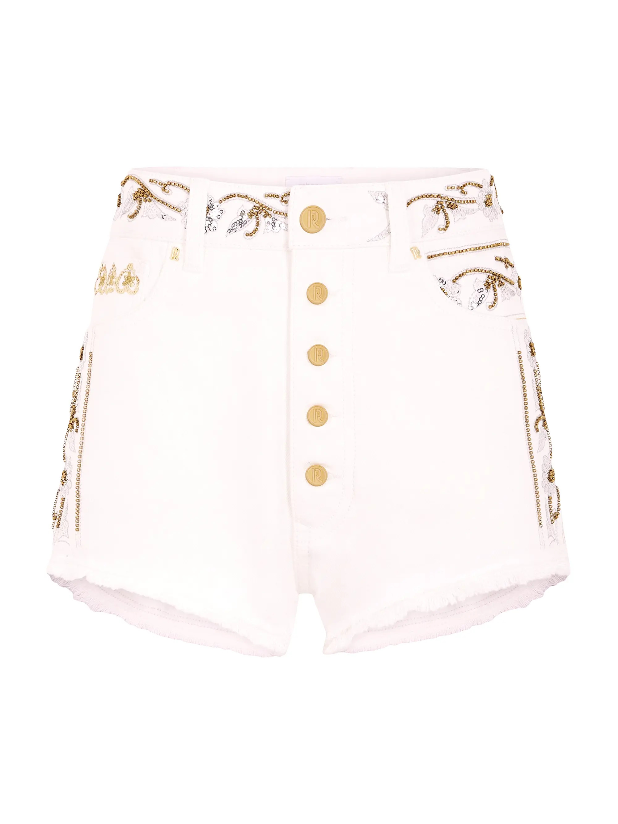 Embellished Embroidered Denim Shorts | Saks Fifth Avenue