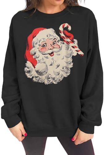 IZYJOY Women Christmas Santa Sweatshirt Retro Santa Claus Pullover Oversized Top Crewneck Long Sl... | Amazon (US)