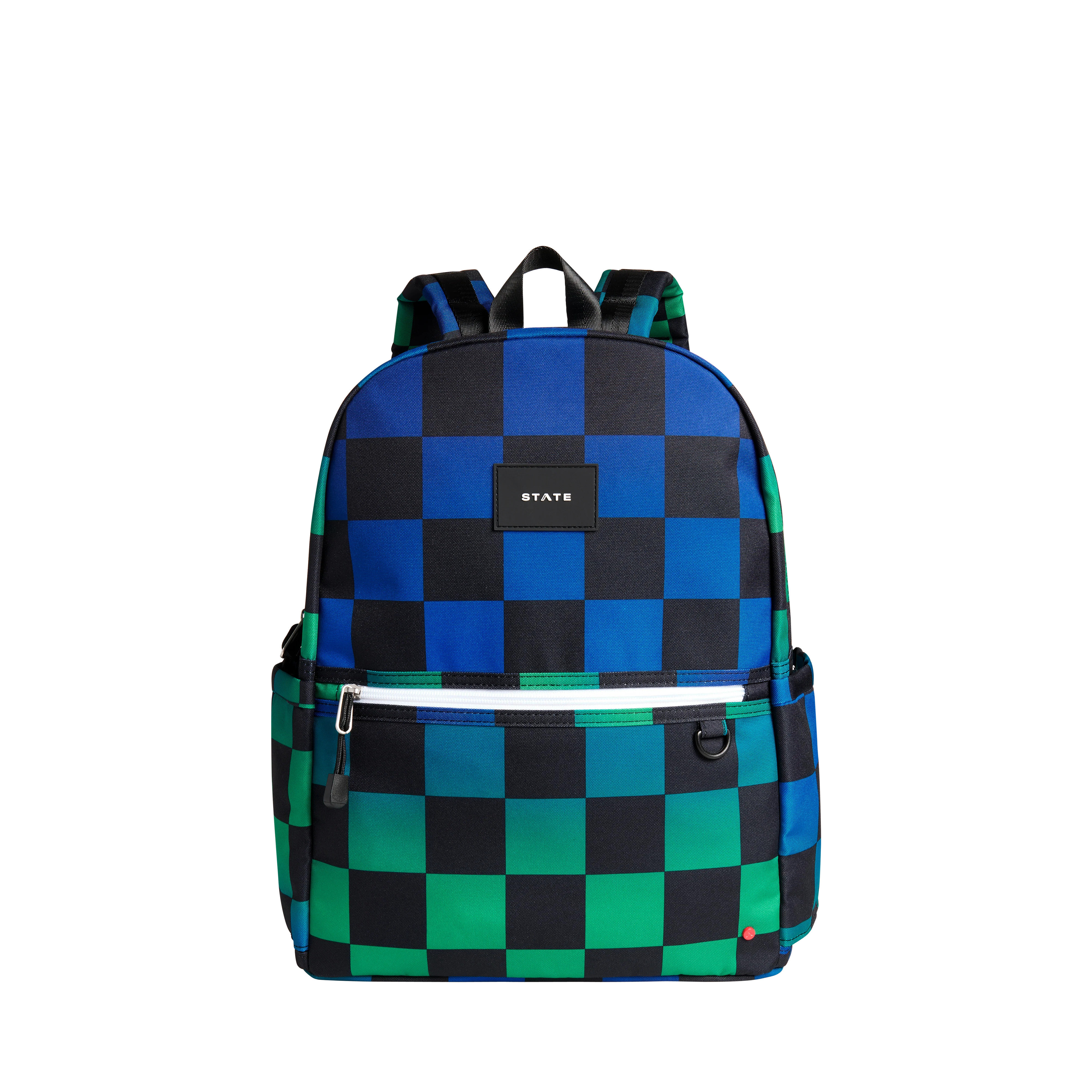 STATE Bags | Kane Double Pocket Backpack Recycled Poly Canvas Blue Checkerboard | STATE Bags