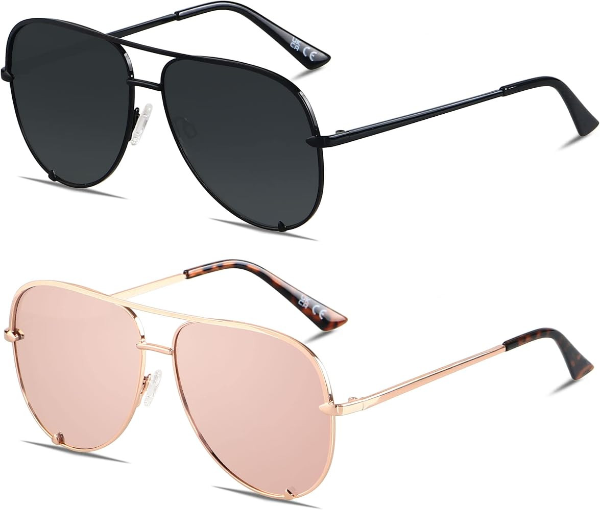 ANDWOOD Oversized Aviator Sunglasses for Women Men Big Large UV Protection Fashion Sun glasses | Amazon (US)