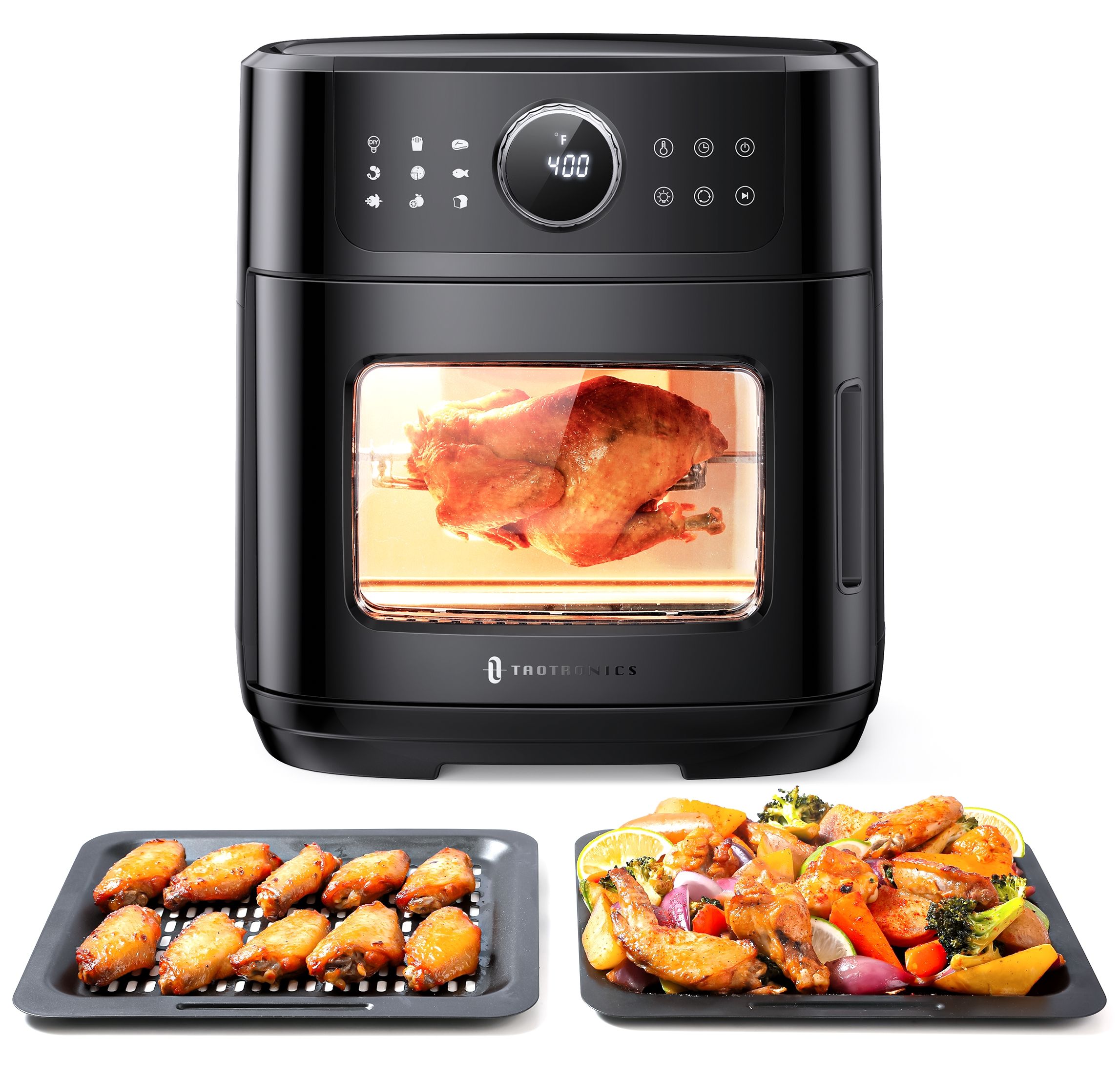 TaoTronics 13 Quart Air Fryer 1700W 9 in 1 Air Fryer Oven Oilless Cooker with Rotisserie | Walmart (US)