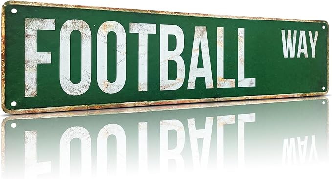 Football Way Vintage Aluminum Street Sign - Retro American Football Wall Decor for Man Cave, Home... | Amazon (US)