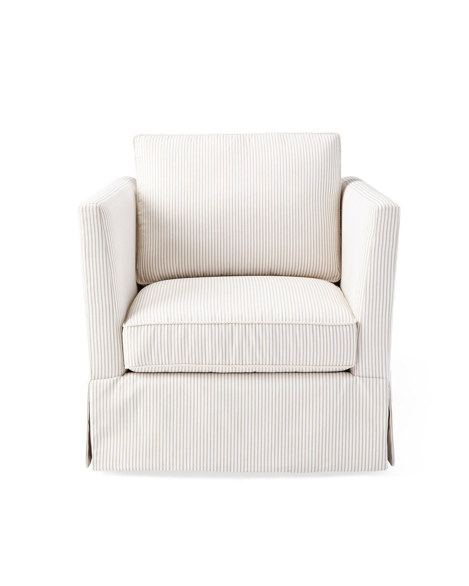 Cutler Swivel Chair - Perennials Sand Pinstripe with Rope Trim | Serena and Lily