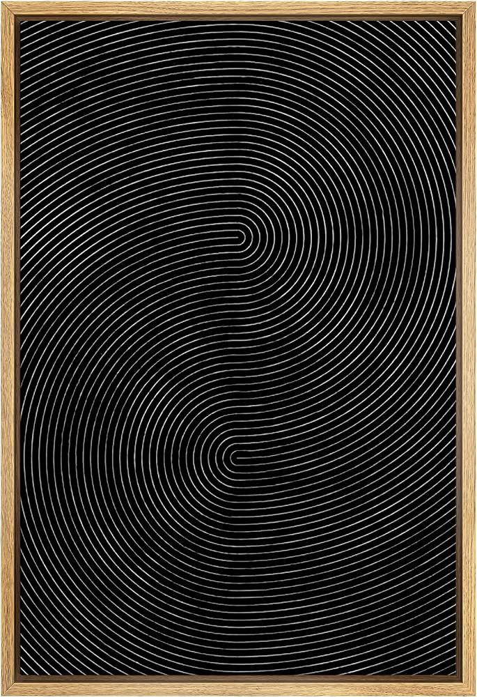 SIGNWIN Framed Canvas Print Wall Art Geometric Dark Black 3D Wave Landscape Abstract Shapes Illus... | Amazon (US)