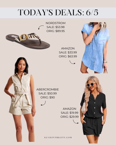 Today’s deals include calf hair sandals from Steve Madden, a t-shirt dress that’s one of my bestsellers (have and love!), a utility romper from Abercrombie, and a two piece button up and shorts set. 

Deals of the day, Amazon fashion, summer outfit, vacation outfit, date night, cover up

#LTKsalealert #LTKover40 #LTKfindsunder50