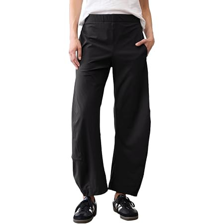 Shiyifa Womens Barrel Travel Pants Wide Leg Capri Pant Work Trousers with Pockets | Amazon (US)