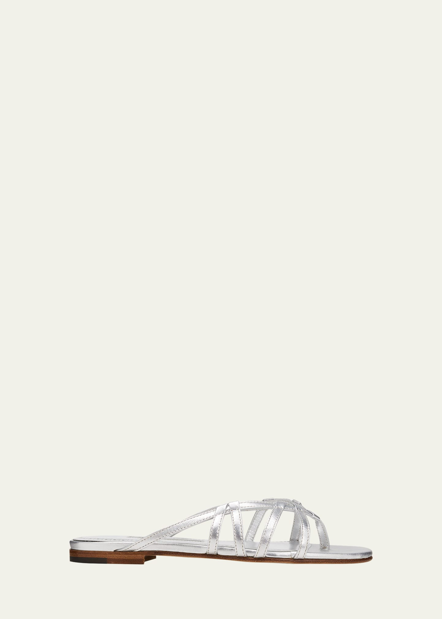 Manolo Blahnik Soliman Metallic Flat Thong Sandals | Bergdorf Goodman