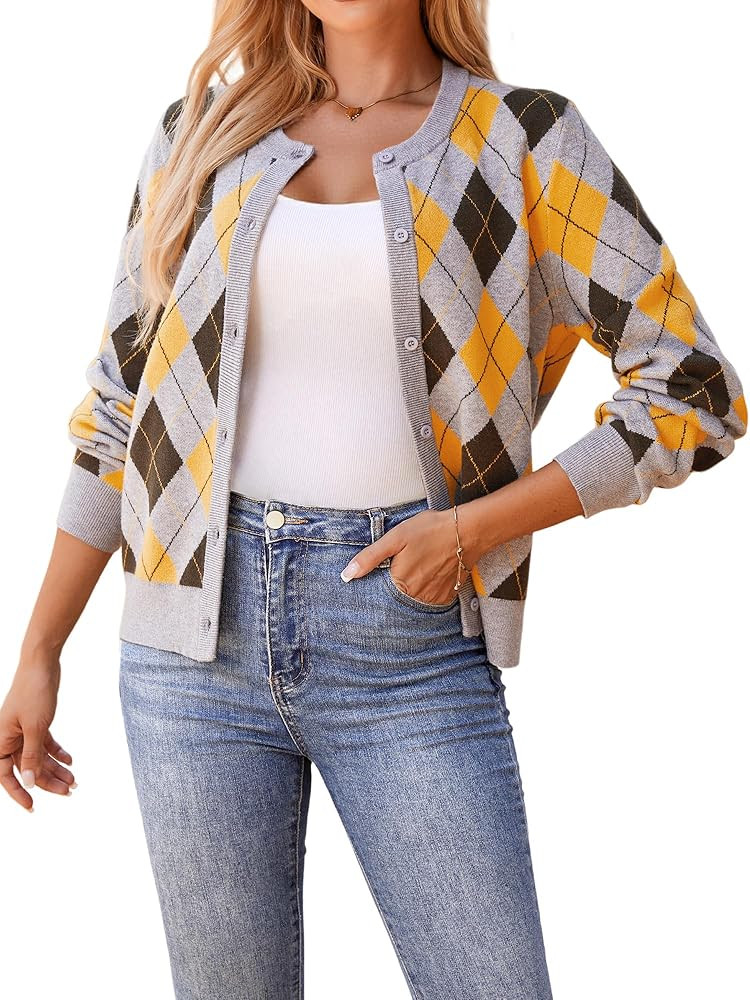 Women's Cardigan Sweaters Lightweight Crew Neck Button Down Long Sleeve Fall Fashion Outfits 2025 | Amazon (US)