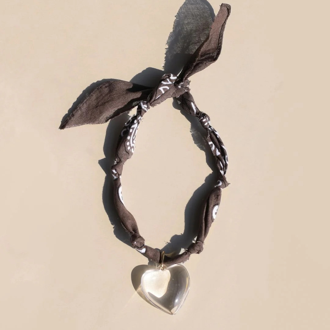 Brown Bandana Necklace | Nickel and Suede