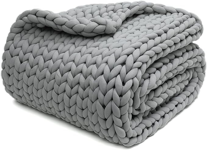 YnM Knitted Weighted Blanket, Hand Made Chunky Knit Weighted Throw Blanket for Sleep, Stress or H... | Amazon (US)