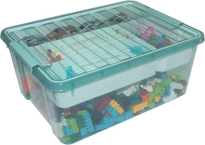 Large Plastic Storage Box with Removable Tray Caddy Clear Art Supply Organizer Playroom Container... | Amazon (US)