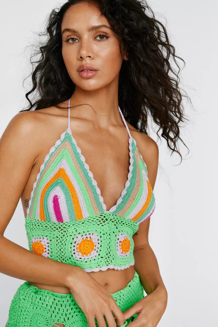 Crochet Multi Stripe Bralet | Nasty Gal (US)