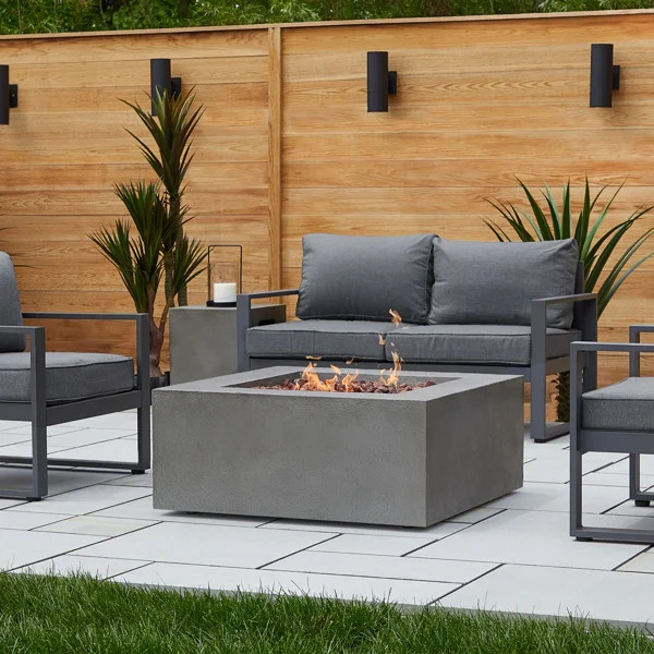 Baltic 15.75'' H x 36.5'' W Concrete Outdoor Fire Pit Table with Lid | Wayfair North America