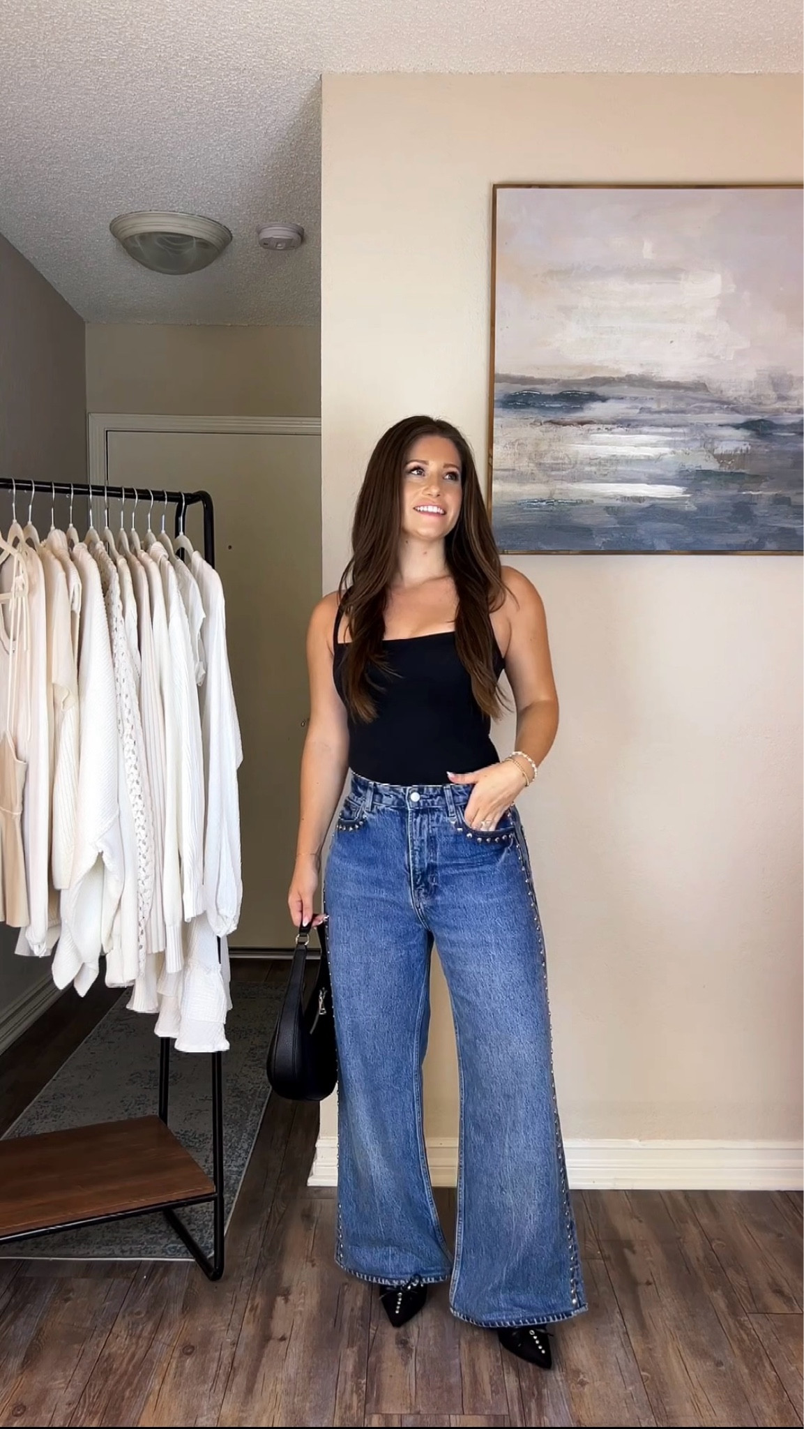 Styling my favorite studded jeans ✨ bow tie mules are a little narrow, size up .5 

#LTKStyleTip #LTKShoeCrush #LTKSeasonal