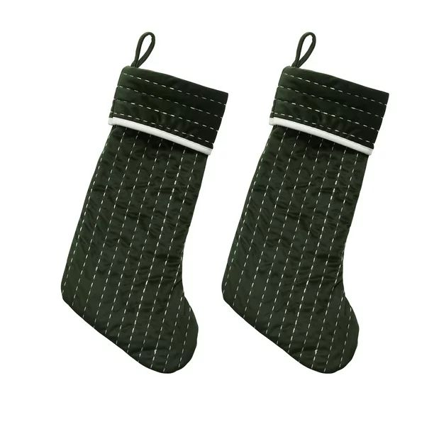 My Texas House Quinn Green Pick Stitch Stripe Christmas Stockings, 21" (2 Count) - Walmart.com | Walmart (US)