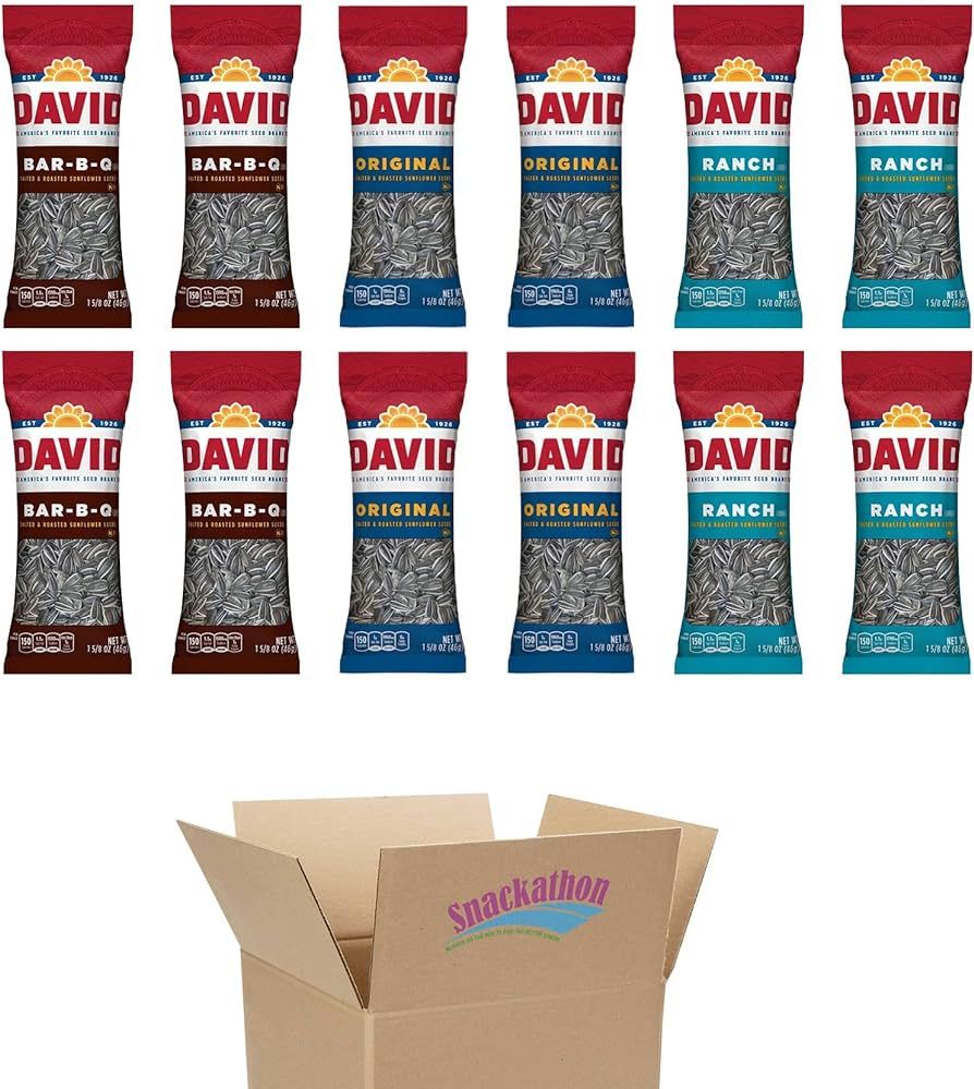 DAVID SEEDS Roasted and Salted Sunflower Seeds, Variety, (Original, BBQ, Ranch, 1.625 Ounce Each,... | Amazon (US)