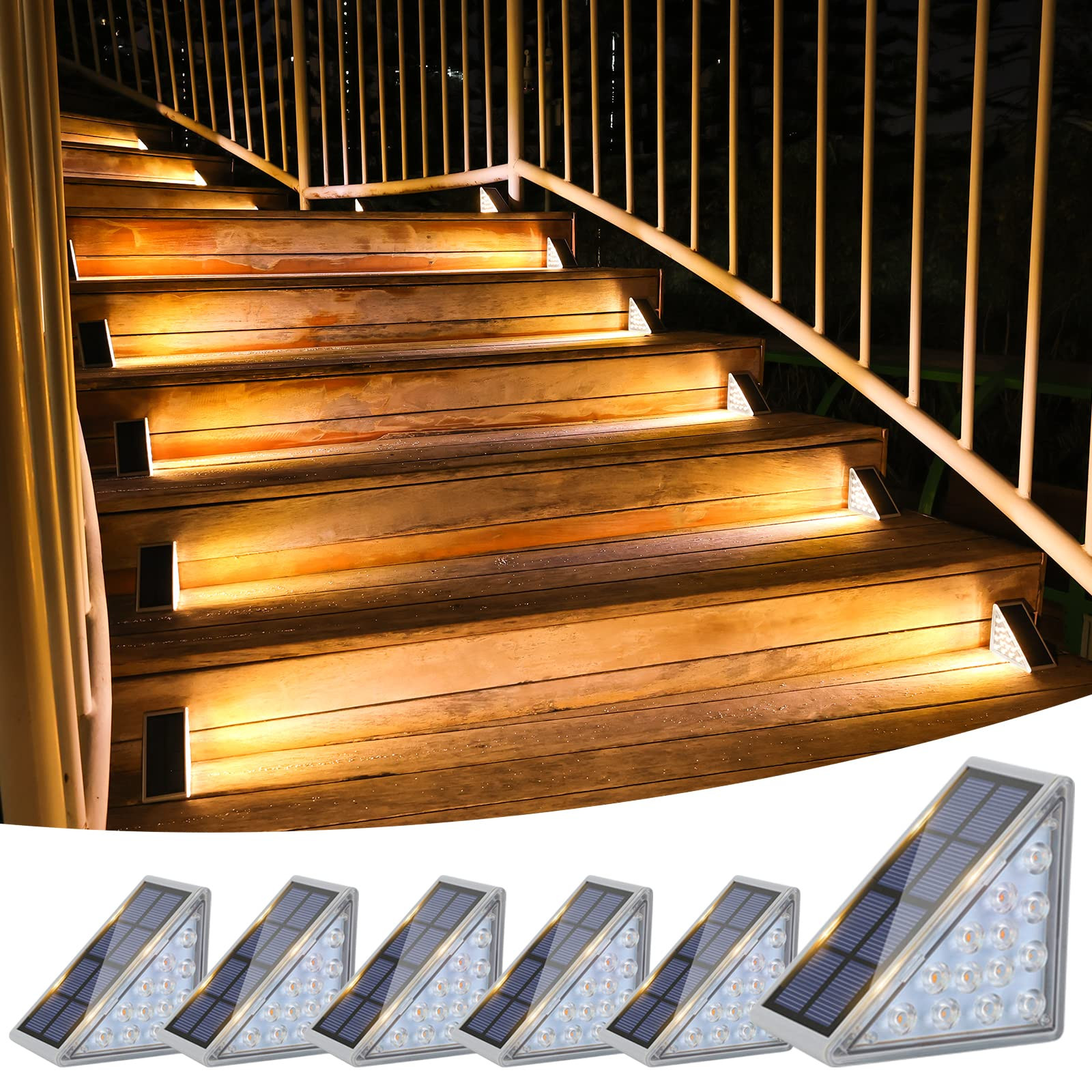VOLISUN Solar Stair Lights 6 Pack, Solar Step Lights Outdoor Waterproof IP67, LED Outdoor Step Li... | Amazon (US)