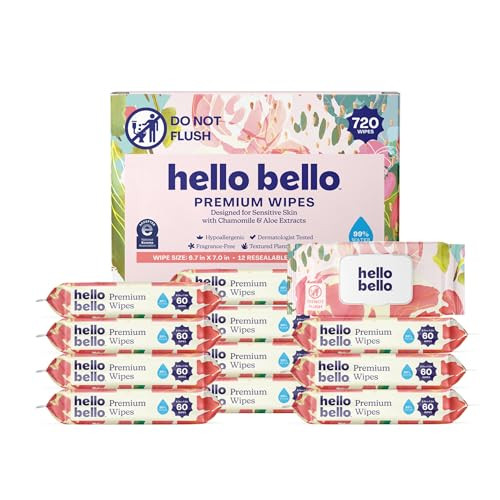 Hello Bello Premium Wipes, Designed for Sensitive Skin with Chamomile & Aloe Extracts, Rosy Posy (12 Resealable Packets = 720 Total Wipes) | Amazon (US)