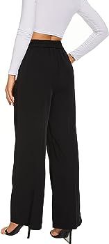Women's Wide Leg Pants High Elastic Waisted in The Back Business Work Trousers Long Straight Suit... | Amazon (US)