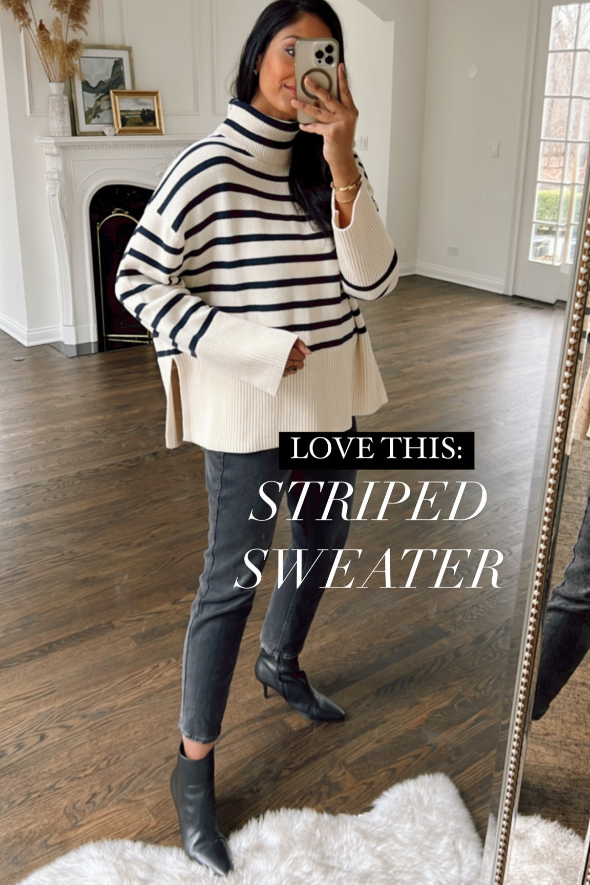 GAP stripped sweater, love the fit and quality so much I have it in two colors. Super chic on trend and timeless. 

#LTKunder100 #LTKFind #LTKstyletip