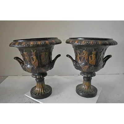 Pair of Beautiful Urns Bronze Statues - Size: 24"L x 24"W x 29"H. | Wayfair North America