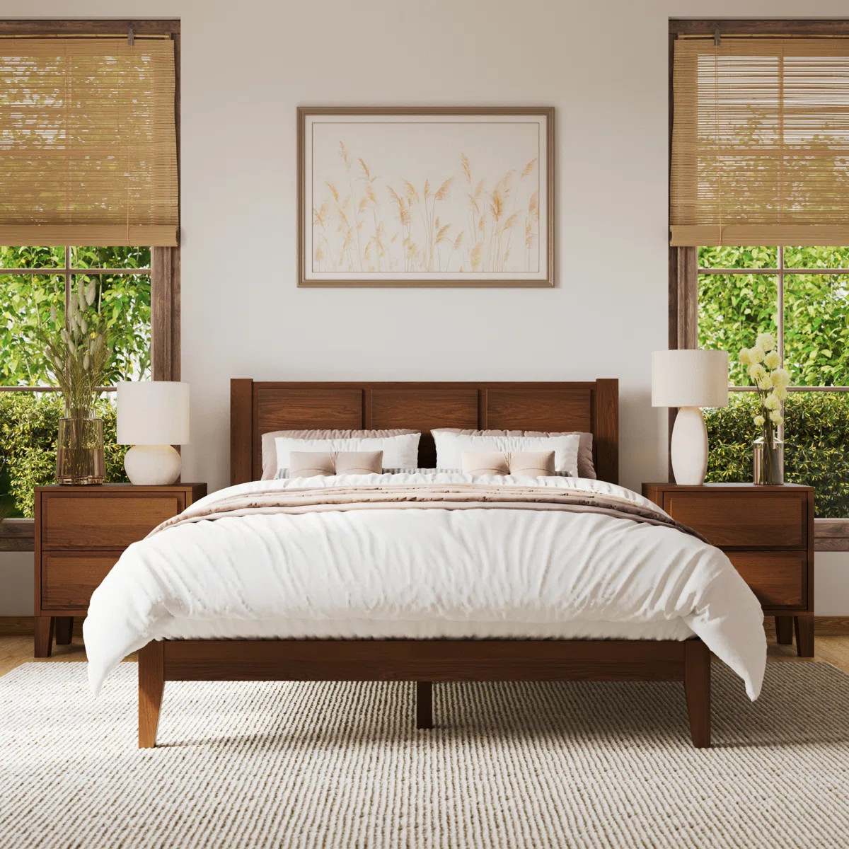Ariana Solid Wood Queen Bed Frame Dark Walnut | Wayfair North America
