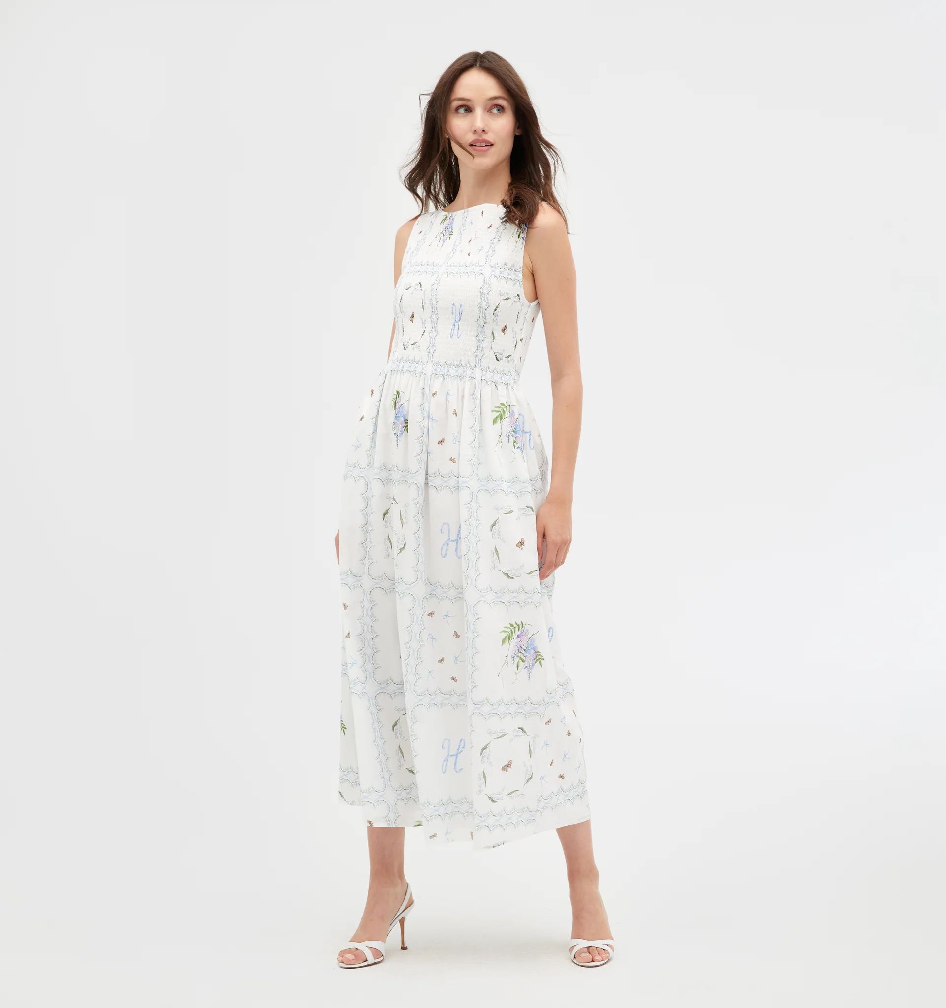 The Cosima Nap Dress - White Floral Patchwork | Hill House Home