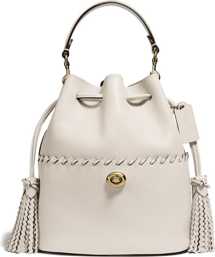 Lora Whipstitch Leather Bucket Bag | Nordstrom