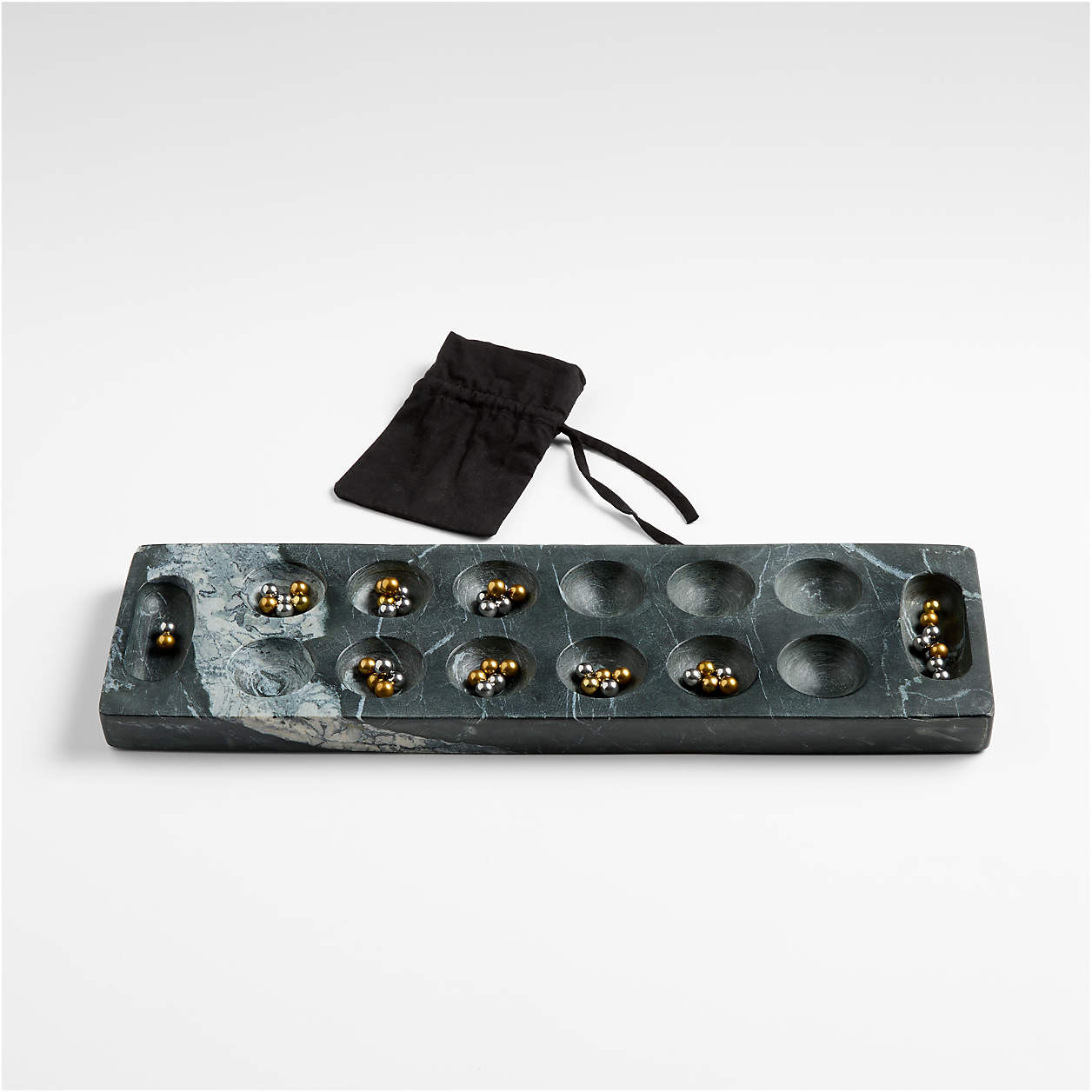 Ocean Black Marble Mancala Game + Reviews | Crate & Barrel | Crate & Barrel