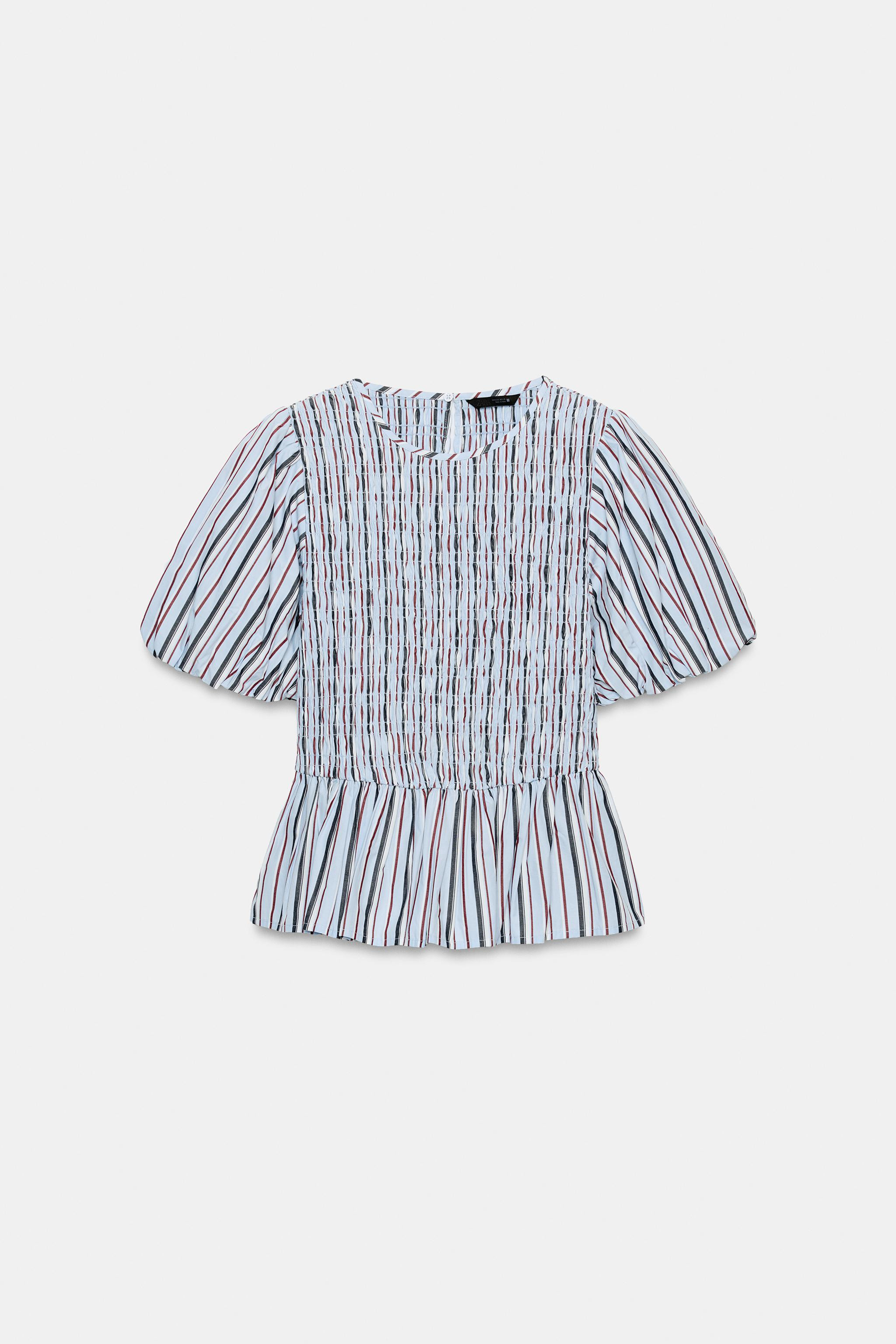 SMOCKED STRIPED TOP | Zara US