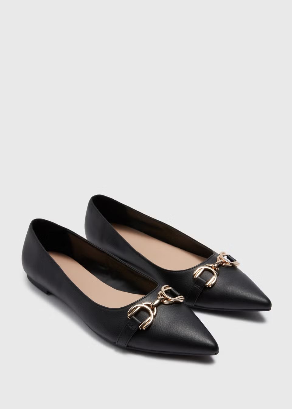Black Chain Point Flat Slip On Shoes - Size 7 | Matalan (UK)