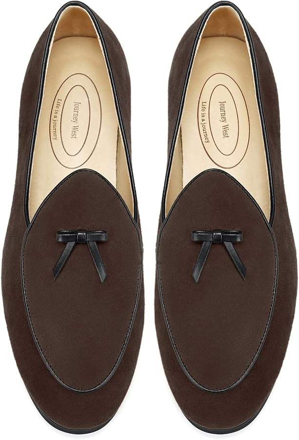 Journey West Men's Suede Leather Belgian Loafers for Men Slip-on Casual Penny Casual Loafers | Amazon (US)