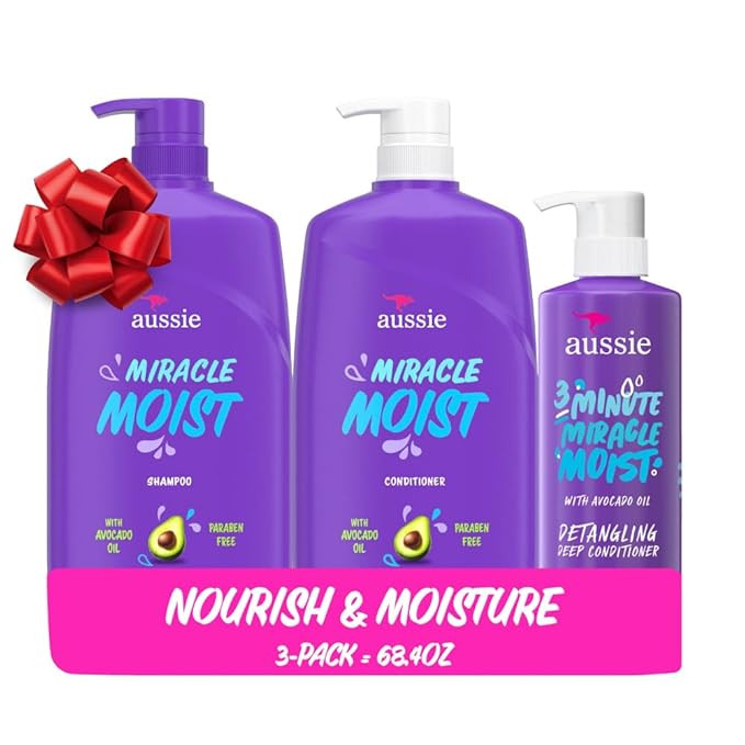 Aussie Miracle Moist Shampoo and Conditioner with 3 Minute Miracle Deep Conditioner, Avocado & Jo... | Amazon (US)
